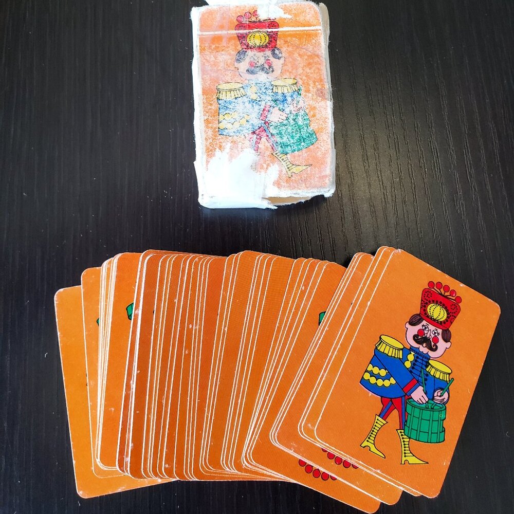Mini Whitman Toy Soldier Drummer Full Color MINIATURE Old Vintage Playing Cards